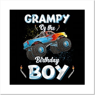 Grampy Of The Birthday Boy Monster Truck Bday Men Grandpa Posters and Art